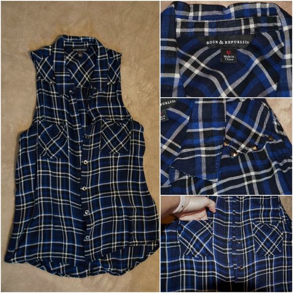 Rock & Republic Tops - Rock and Republic Button Up Sleeveless Top Size M
